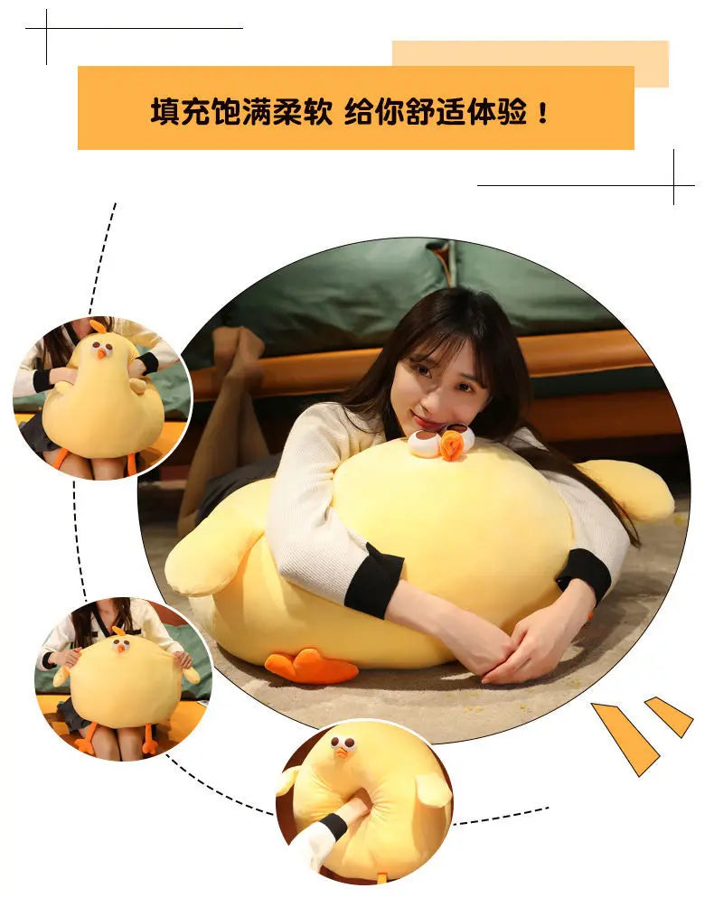 Plush Toys Yellow Fat Chicken Super Soft Stuffed Cushions Cartoon Animal Plushies Pillow Kawaii Companion Lazy Sofa