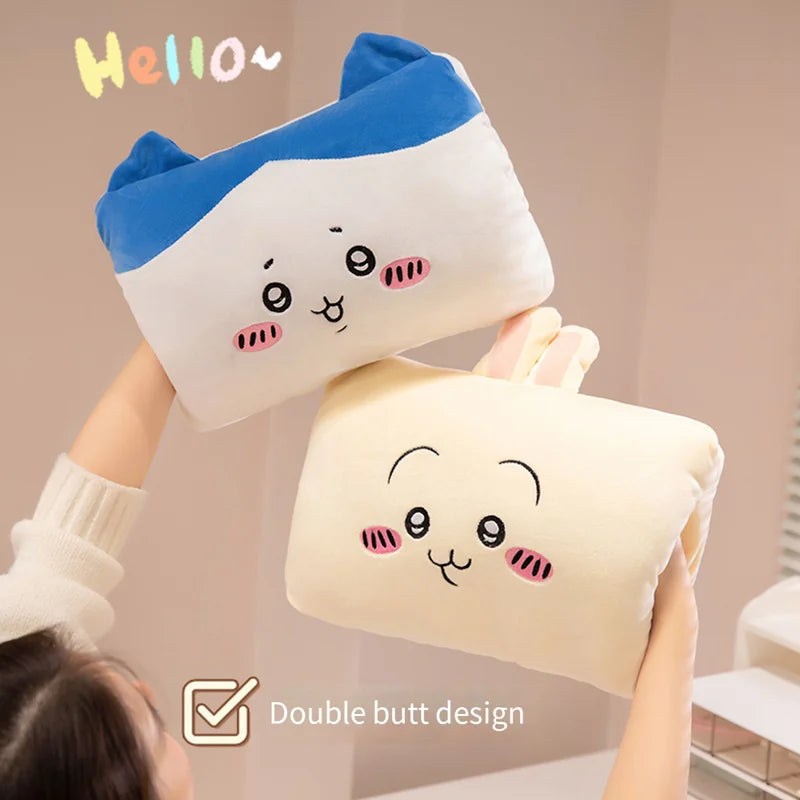 Chiikawa Cartoon Peripheral Winter Warm Hand Pillow Meddled Cute Stuffed Animals Throw Pillow Pupil Girl's Hand Warmer Throw