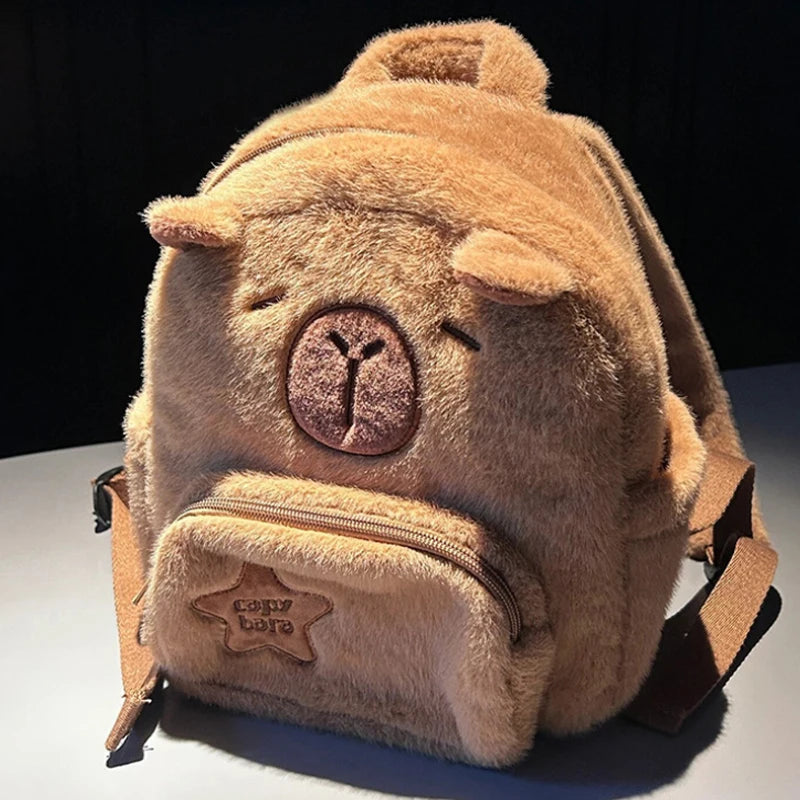 Student School Bag Capibala Plush Capybara Bag Casual All-match Fur Bag Large Capacity Backpack School Bag Mochila