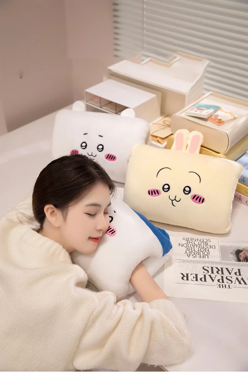 Chiikawa Cartoon Peripheral Winter Warm Hand Pillow Meddled Cute Stuffed Animals Throw Pillow Pupil Girl's Hand Warmer Throw