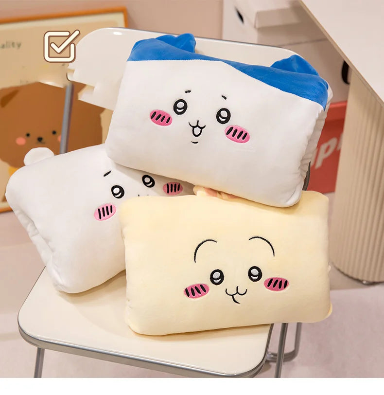 Chiikawa Cartoon Peripheral Winter Warm Hand Pillow Meddled Cute Stuffed Animals Throw Pillow Pupil Girl's Hand Warmer Throw