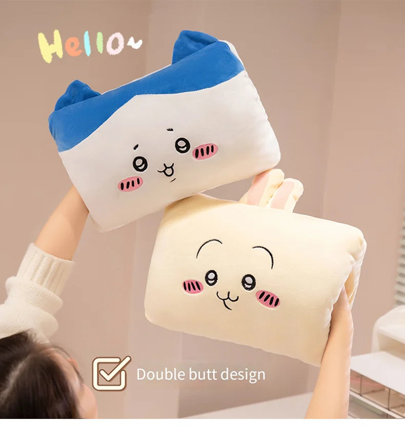 Chiikawa Cartoon Peripheral Winter Warm Hand Pillow Meddled Cute Stuffed Animals Throw Pillow Pupil Girl's Hand Warmer Throw