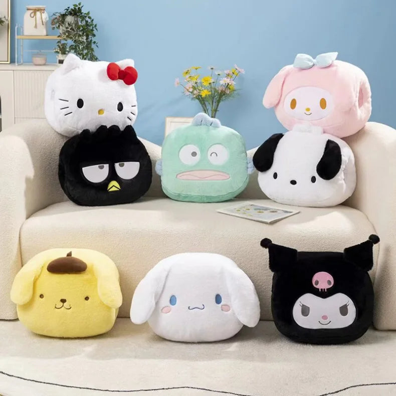 Sanrio Very Soft Winter Warm Hand Pillow Hangyodon My Melody Pom Pom Purin Cuddly Plushies Throw Pillow Cartoon Plush Toy Gifts