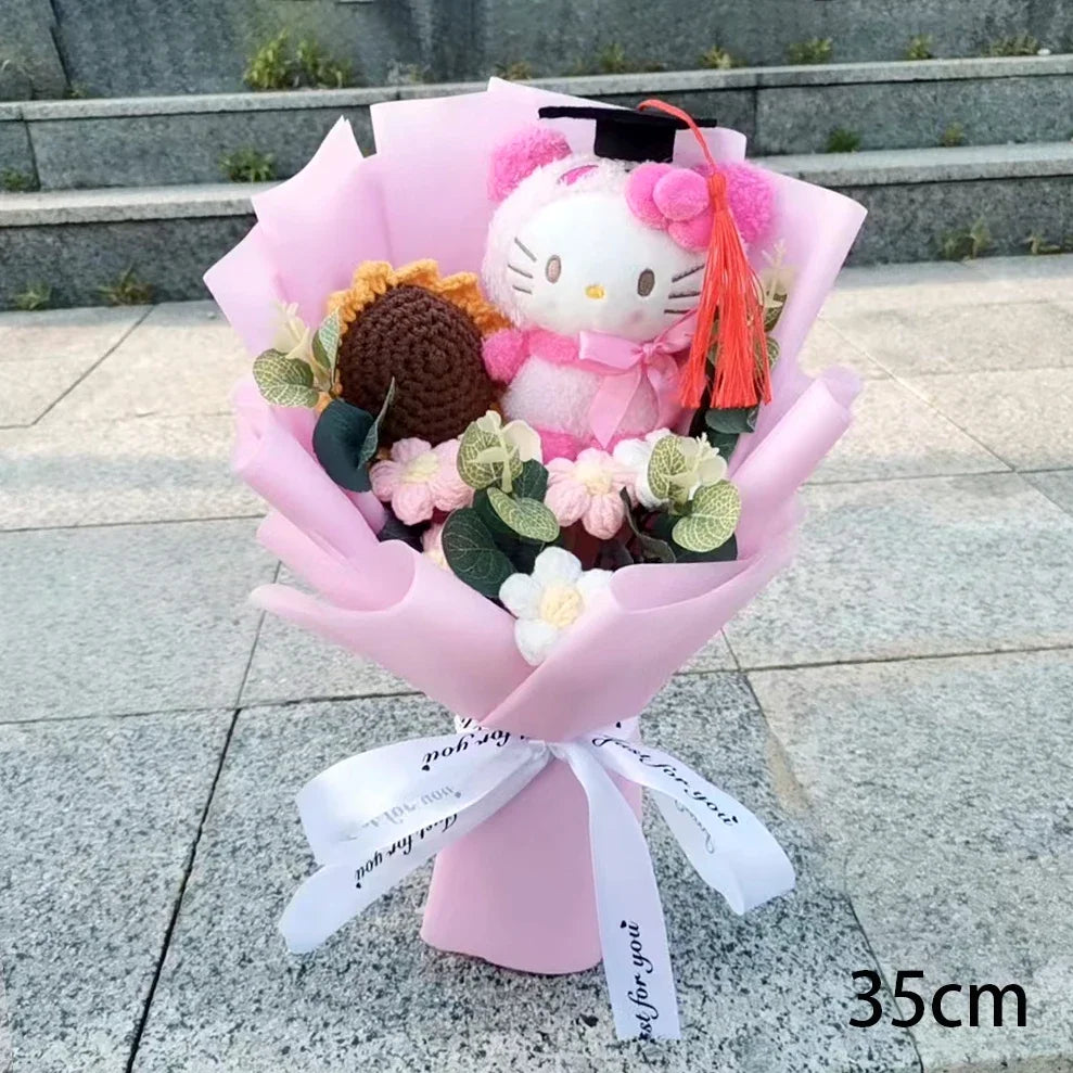 Hello Kitty Cartoon Plush Bouquet  Anime  Rose Soap Flowers Sweet Gift