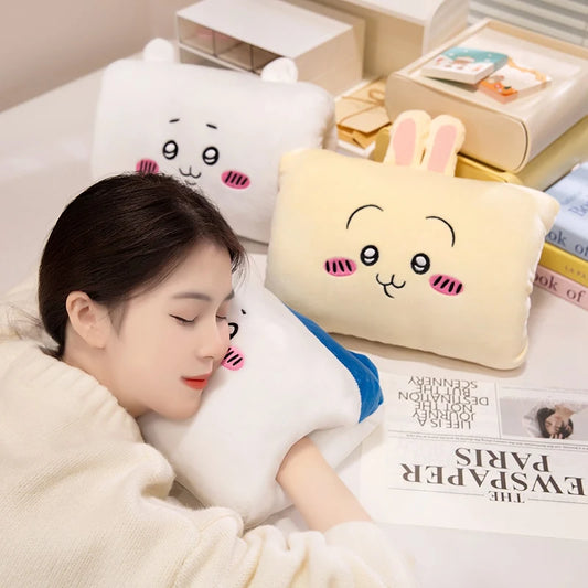 Chiikawa Cartoon Peripheral Winter Warm Hand Pillow Meddled Cute Stuffed Animals Throw Pillow Pupil Girl's Hand Warmer Throw