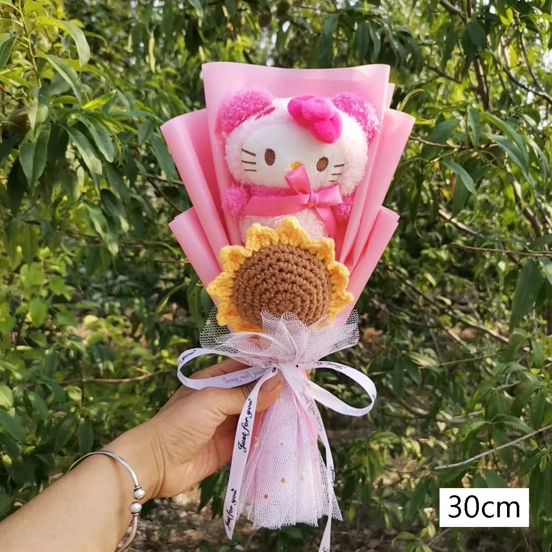 Hello Kitty Cartoon Plush Bouquet  Anime  Rose Soap Flowers Sweet Gift