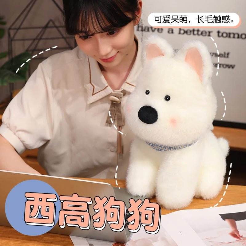 Cute Plush West Highland Dog Plush Toy White Terrier Dolls Stuffed Soft Dog Pillow Kawaii Toy