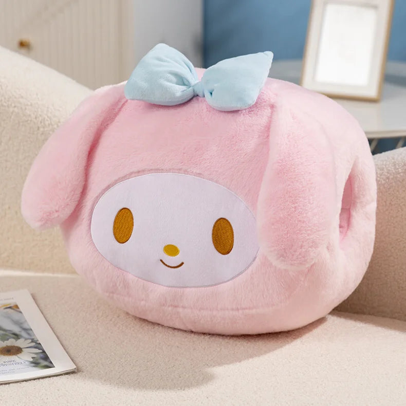 Sanrio Very Soft Winter Warm Hand Pillow Hangyodon My Melody Pom Pom Purin Cuddly Plushies Throw Pillow Cartoon Plush Toy Gifts